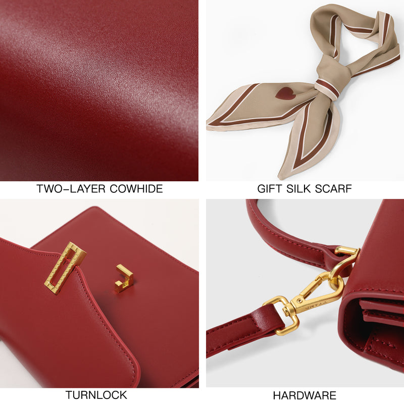 red cowhide leather handbag, view 4 - MRSLM