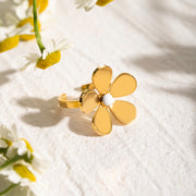gold daisy flower open ring, view 7 - MRSLM