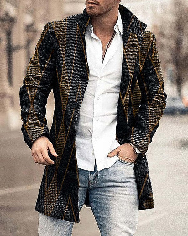 Men's stand collar plaid casual coat, view 14 - MRSLM