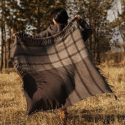 wool plaid scarf shawl in coffee beige - MRSLM