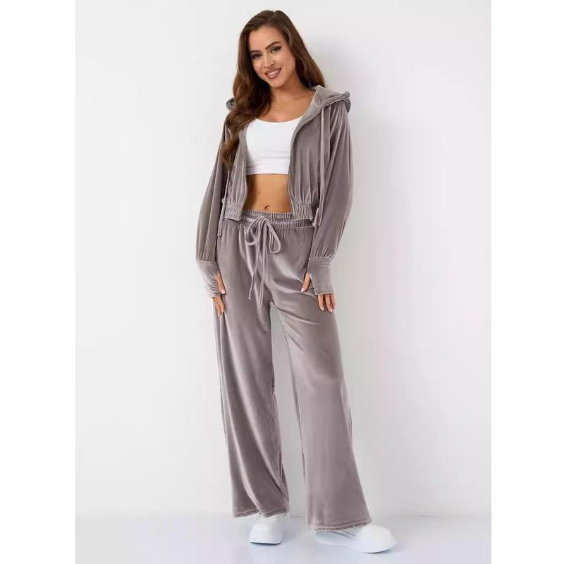 women's velvet two-piece sports set, view 5 - MRSLM