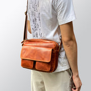 Men's leather shoulder messenger bag, view 6 - MRSLM