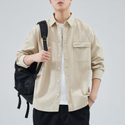 men's loose cotton shirt coat, view 3 - MRSLM