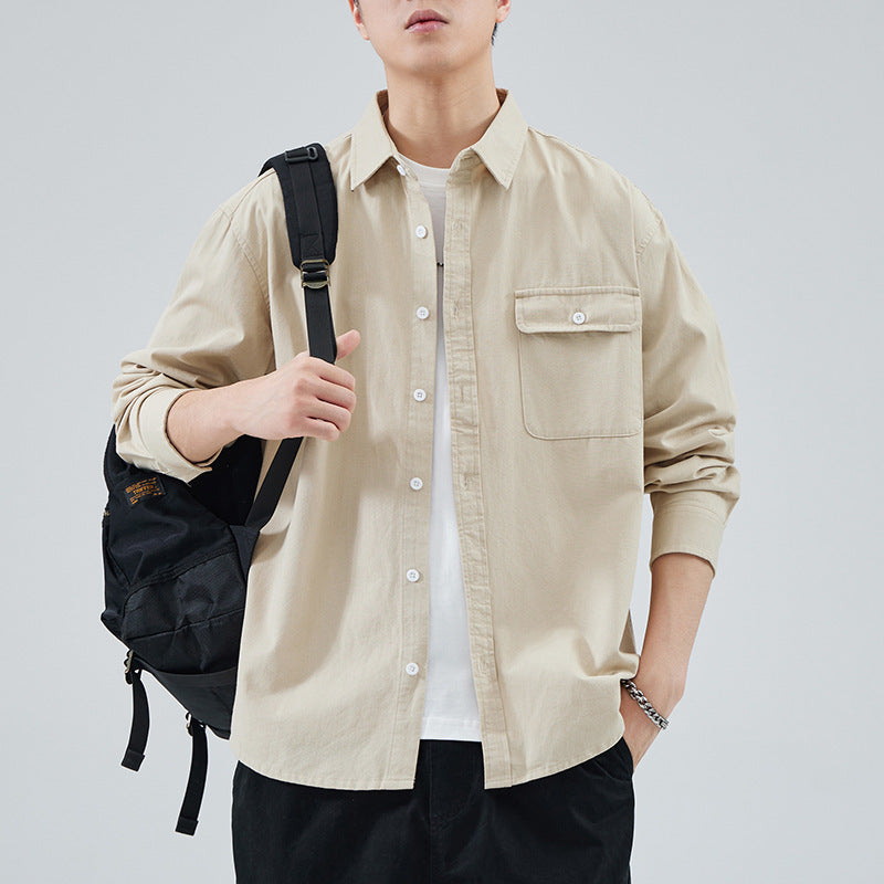men's loose cotton shirt coat, view 3 - MRSLM