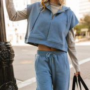 women's hooded crop top and pants set - MRSLM