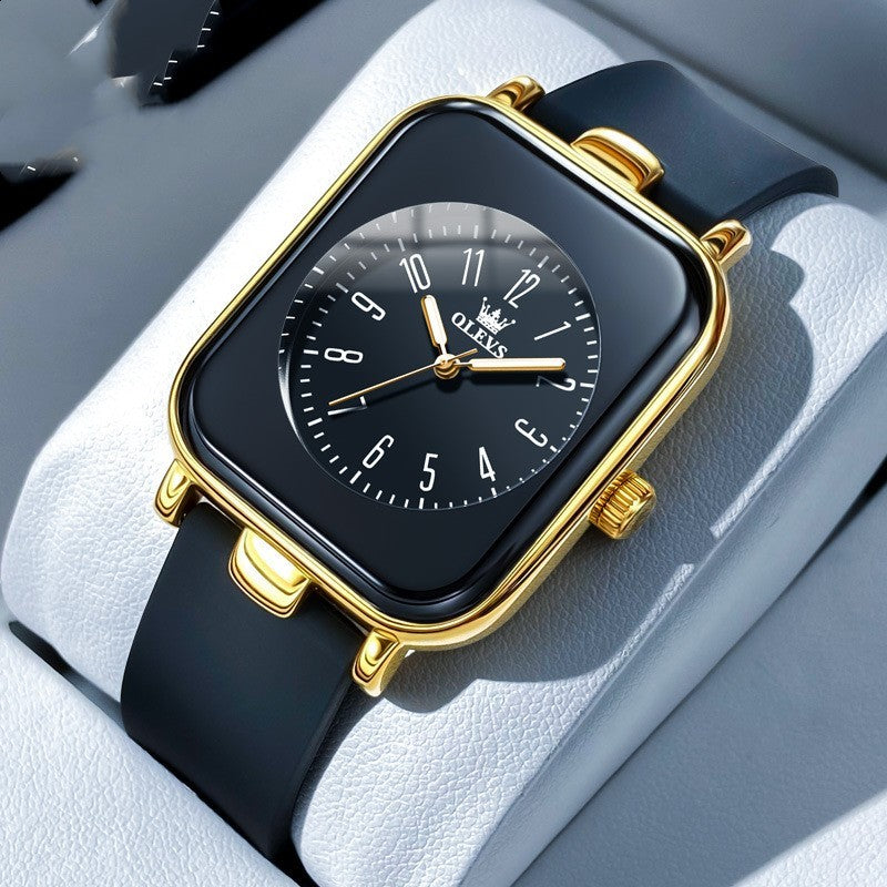 Women's silicone band rectangular quartz watch, view 5 - MRSLM
