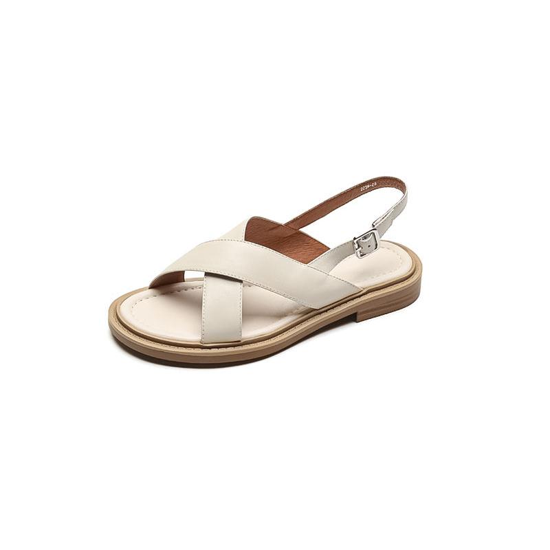 low heel leather gladiator sandals, view 3 - MRSLM