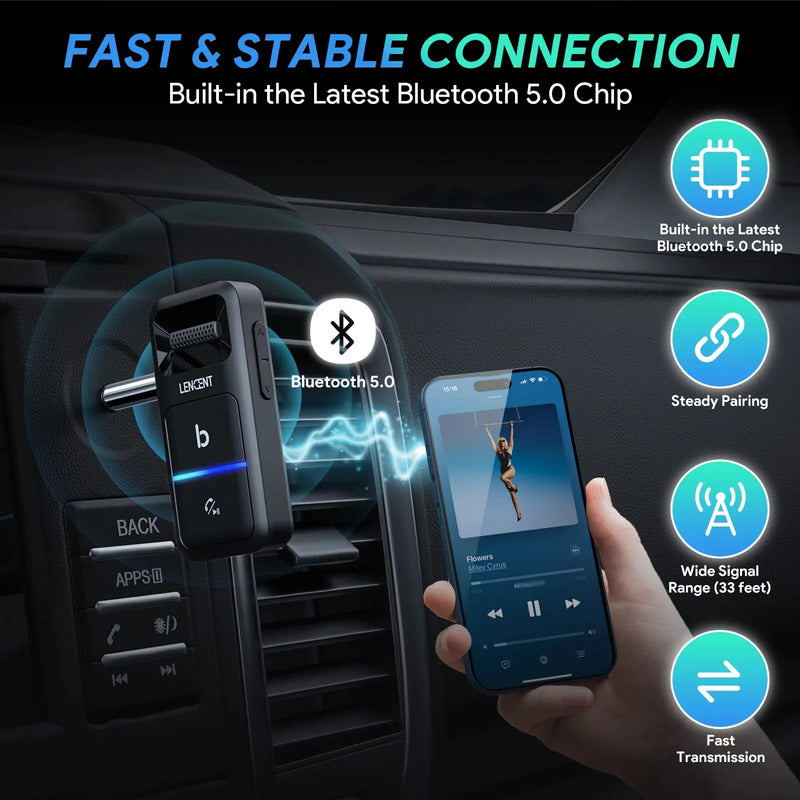 Bluetooth 5.0 car adapter with AUX, view 3 - MRSLM