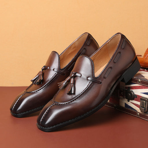 vintage leather tassel loafers, view 4 - MRSLM