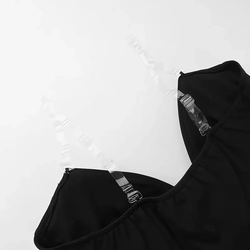 black spaghetti strap maxi dress, view 7 - MRSLM