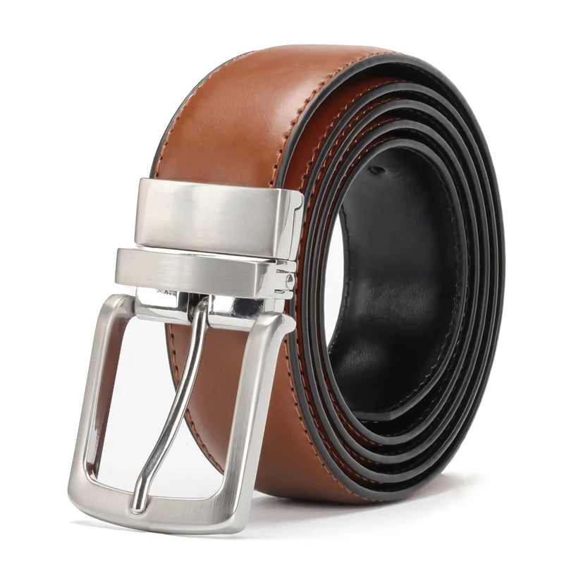 men's reversible genuine leather belt, view 4 - MRSLM
