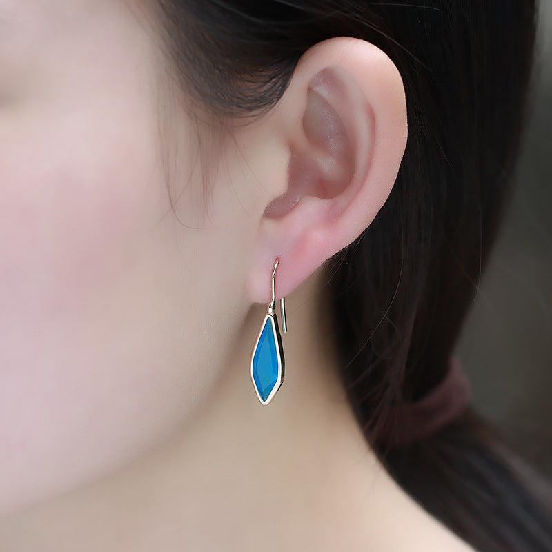 blue chalcedony statement earrings - MRSLM