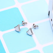 white shell skirt stud earrings, view 3 - MRSLM