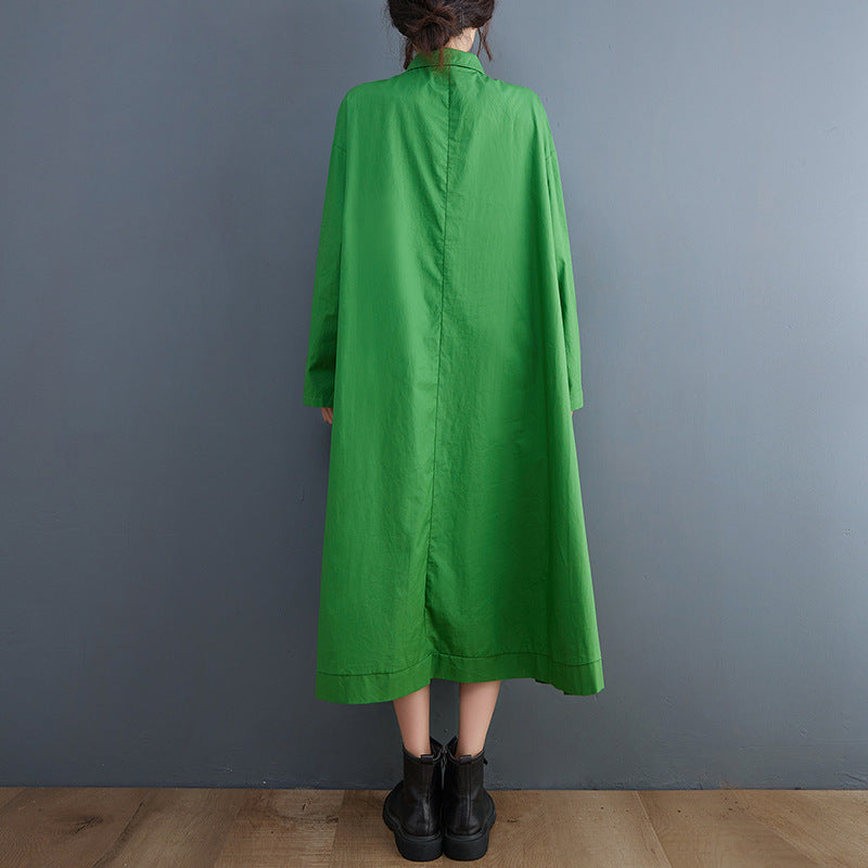 women's mid-length loose cotton shirt coat, view 4 - MRSLM