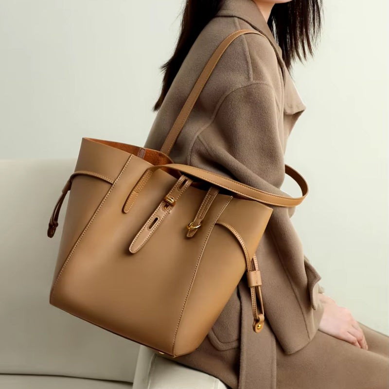 genuine leather large capacity shoulder bag - MRSLM