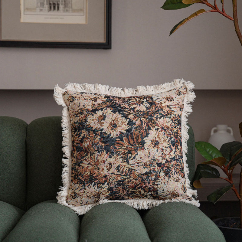 jacquard floral cushion cover, view 3 - MRSLM