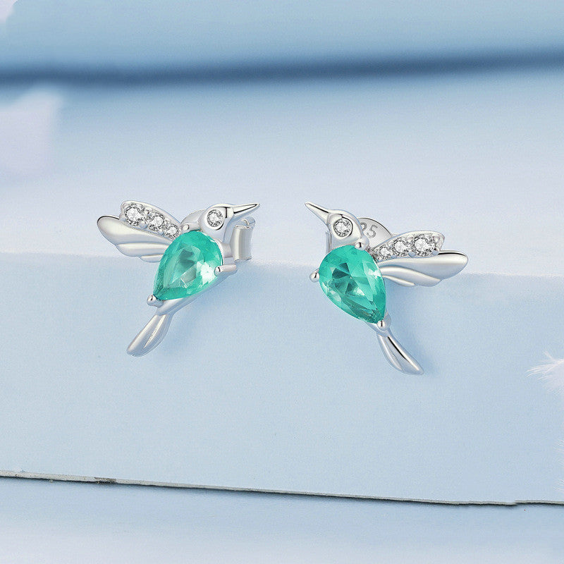 women's silver gem-set earrings, view 4 - MRSLM