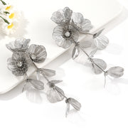 Rhinestone flower tassel earrings, view 3 - MRSLM