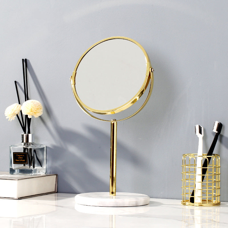 natural marble 360 rotating makeup vanity mirror, view 5 - MRSLM