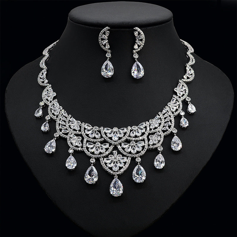 zirconia heart necklace and earrings set - MRSLM