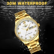 men's gold stainless steel quartz watch, view 10 - MRSLM