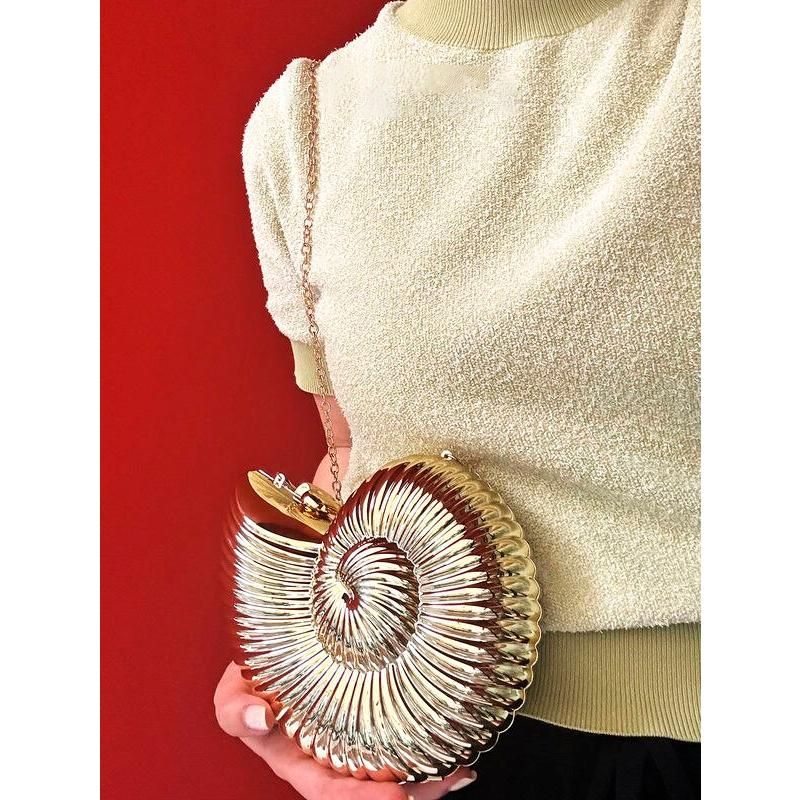 acrylic conch evening clutch, view 5 - MRSLM
