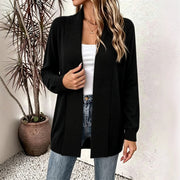 Women's shawl collar long knit cardigan, view 3 - MRSLM