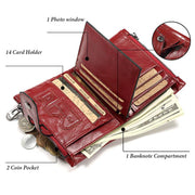 women's genuine leather rfid bifold wallet, view 5 - MRSLM