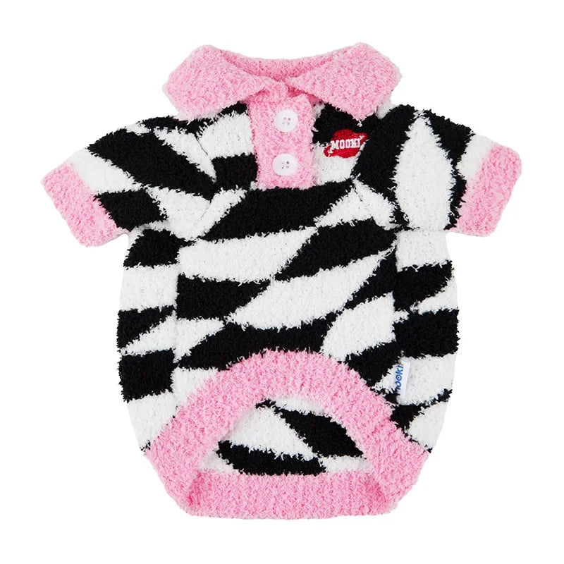 winter fleece dog sweater with rhombus print, view 2 - MRSLM