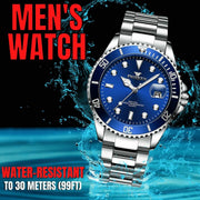men's stainless steel luminous quartz watch, view 10 - MRSLM