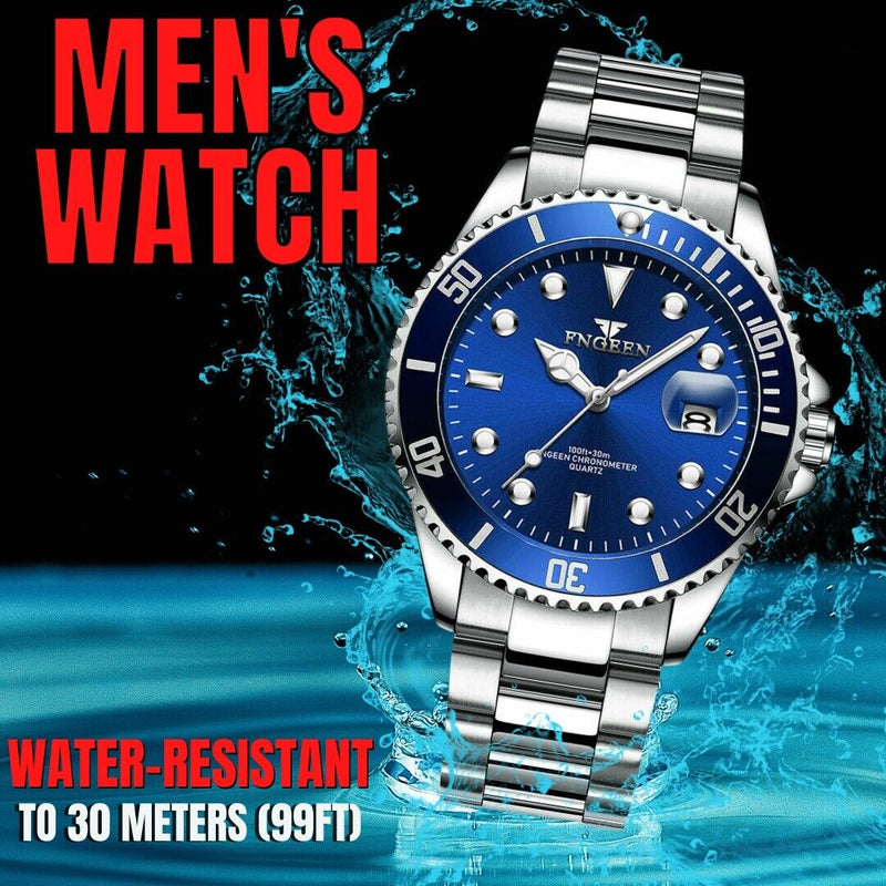 men's stainless steel luminous quartz watch, view 10 - MRSLM