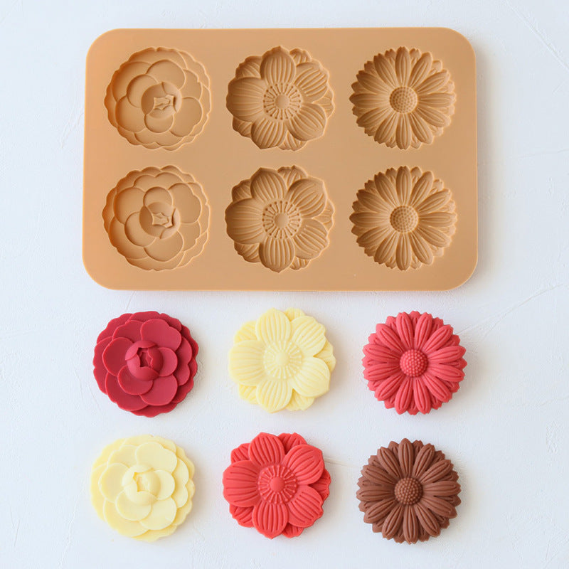 three-flower silicone cookie mold, view 4 - MRSLM