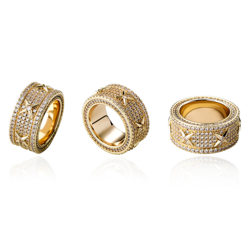 retro full zircon gold plated ring, view 4 - MRSLM