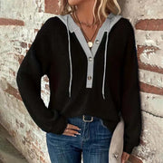 women's waffle hooded button sweatshirt, view 6 - MRSLM