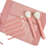 7-piece pink makeup brush set, view 3 - MRSLM