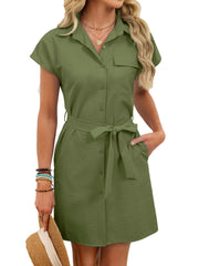 women's lace-up waist dress, view 8 - MRSLM