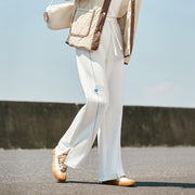 chic wide-leg slit trousers for women, view 2 - MRSLM