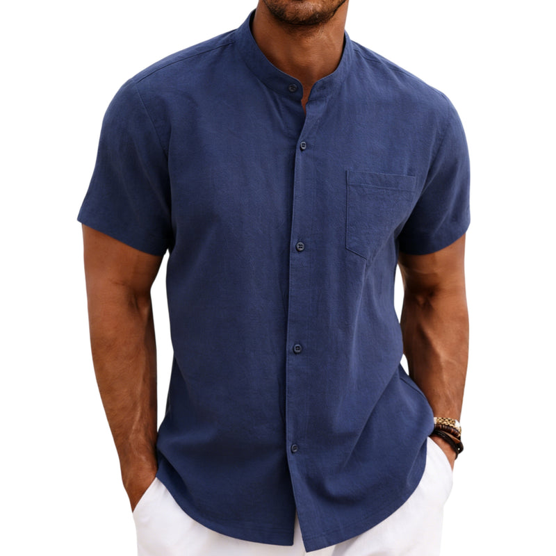men's linen short sleeve shirt, view 5 - MRSLM