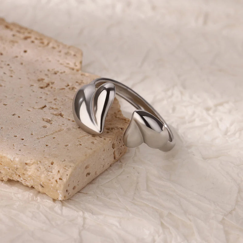 heart stainless steel adjustable ring, view 7 - MRSLM
