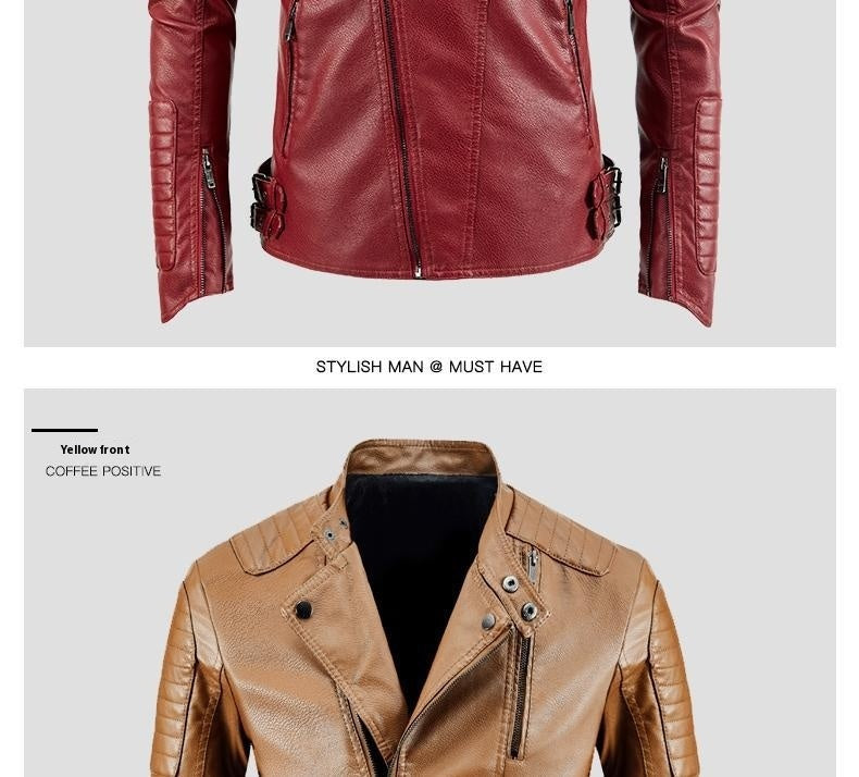 men's fleece-lined PU leather jacket, view 7 - MRSLM