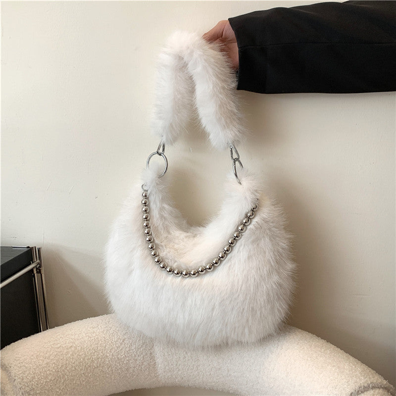 Women's fluffy plush crossbody bag, view 5 - MRSLM