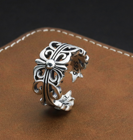 s925 sterling silver cross flower ring, view 6 - MRSLM