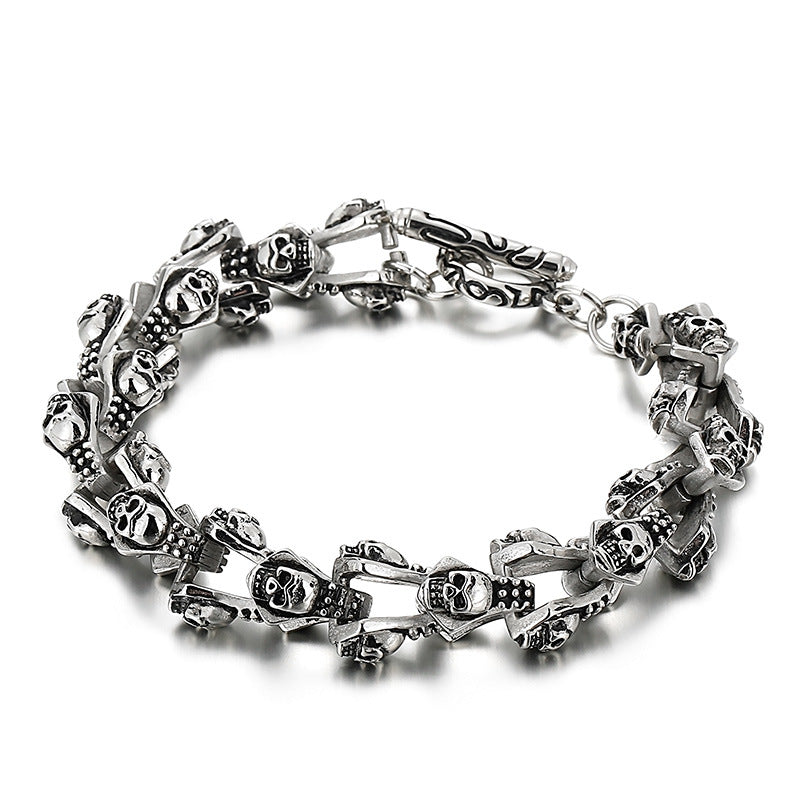blackened steel skeleton bracelet, view 6 - MRSLM