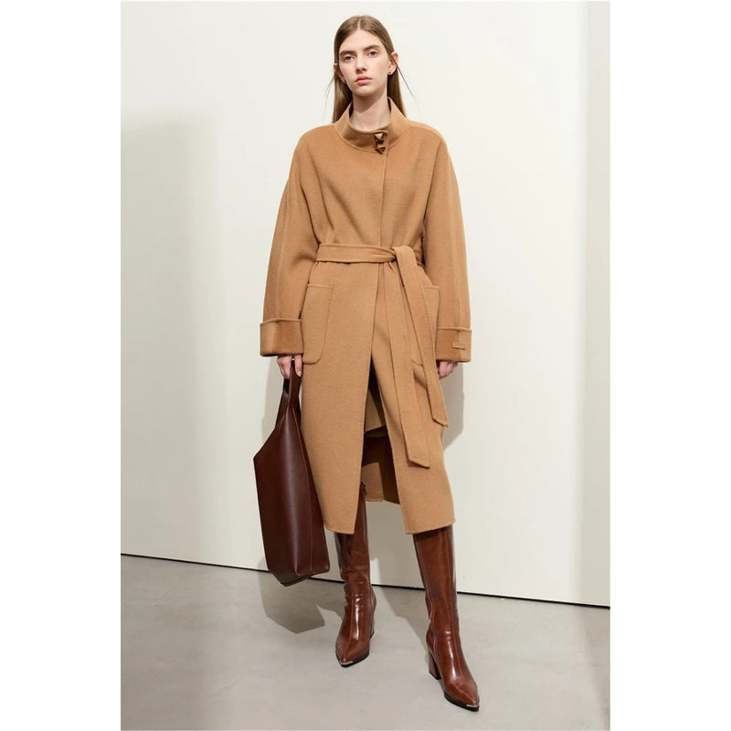 women's long wool coat, view 2 - MRSLM