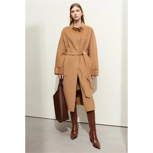 women's long wool coat, view 2 - MRSLM