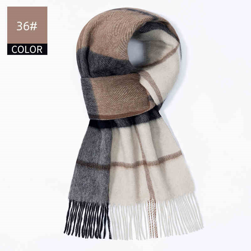 Men's plaid wool scarf, view 9 - MRSLM