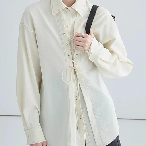 lace-up long sleeve blouse - MRSLM