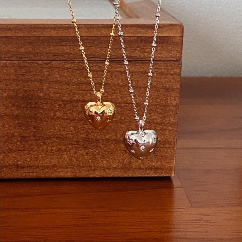 925 Silver Zircon Love Necklace Minimalist