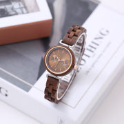 ladies ebony wood quartz watch, view 3 - MRSLM