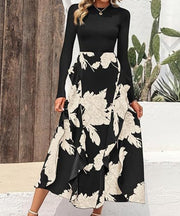 slim patchwork ruffle dress, view 6 - MRSLM